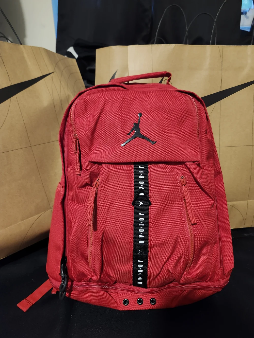 Jordan Red Men's Backpack with Black Jumpman Accent